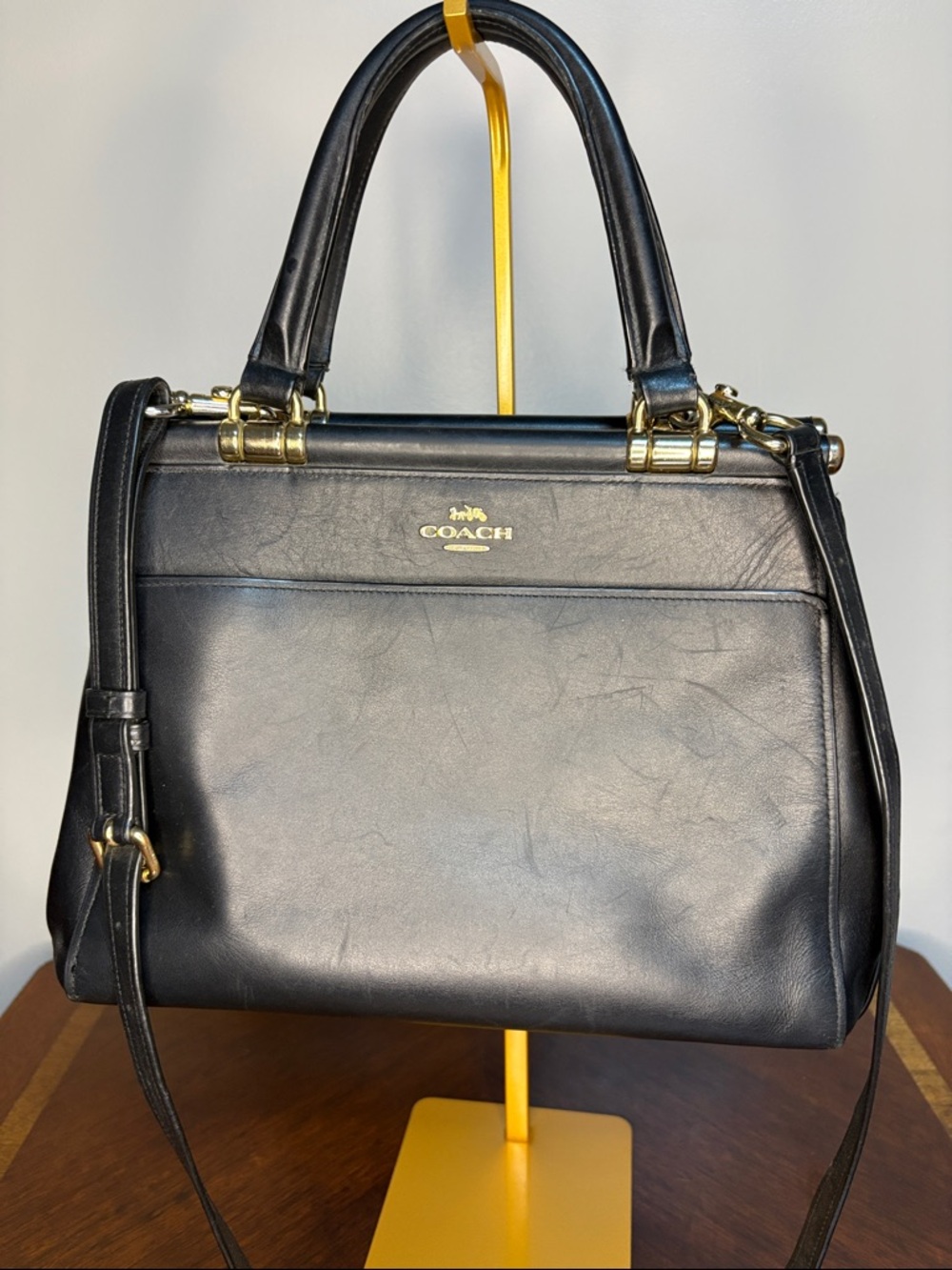 Coach Black Leather Satchel with Gold Hardware 31916